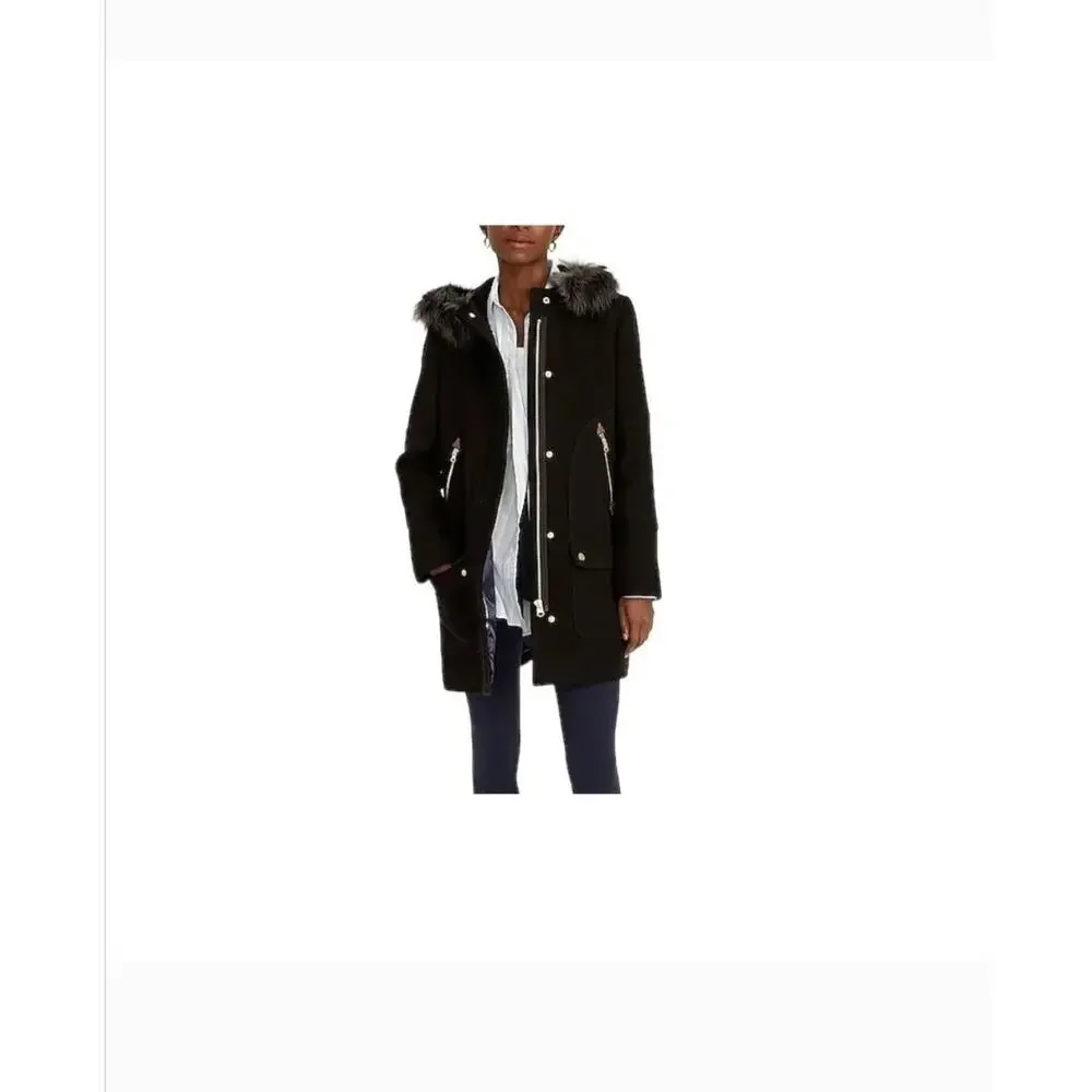 J Crew Chateau Parka Italian 4 4T Tall Black Stadium Cloth Wool J8374 J.Crew - Picture 2 of 8